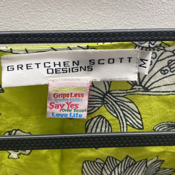 Green and White Printed V-Neck Sheer dress M - Picture 2 of 7